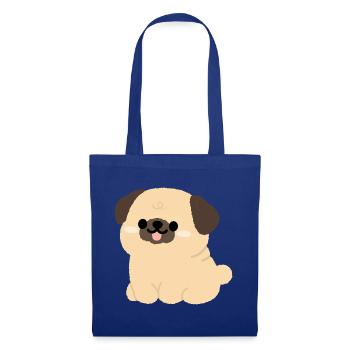 Mops-Plüsch-Anhänger - Stoffbeutel - Royalblau - Vorne