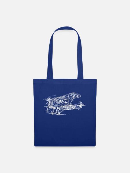 Flugzeug - Stoffbeutel - Royalblau