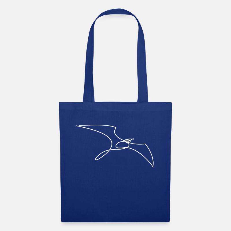 ein Vogel als Liniendesign - Stoffbeutel - Royalblau