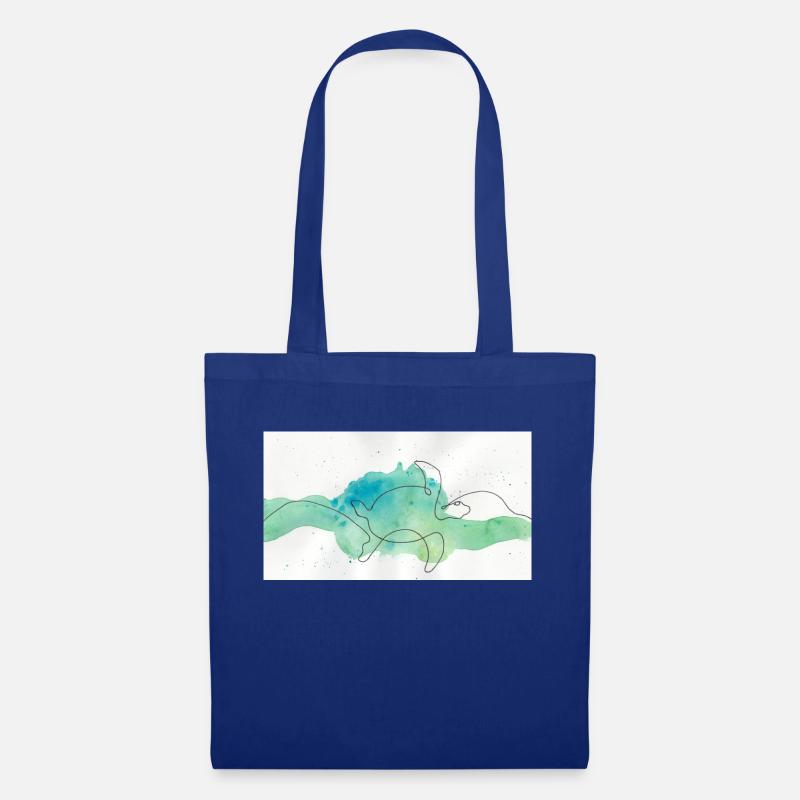 Turtle on Wave on Watercolor - Stoffbeutel - Royalblau