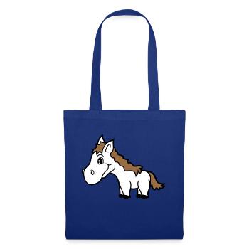 Pferd Süß Pony Fohlen Pferdemädchen Niedlich Comic - Stoffbeutel - Royalblau - Vorne