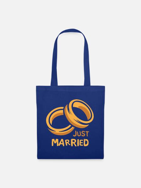 Just Married Ringe Hochzeit Liebe - Stoffbeutel - Royalblau