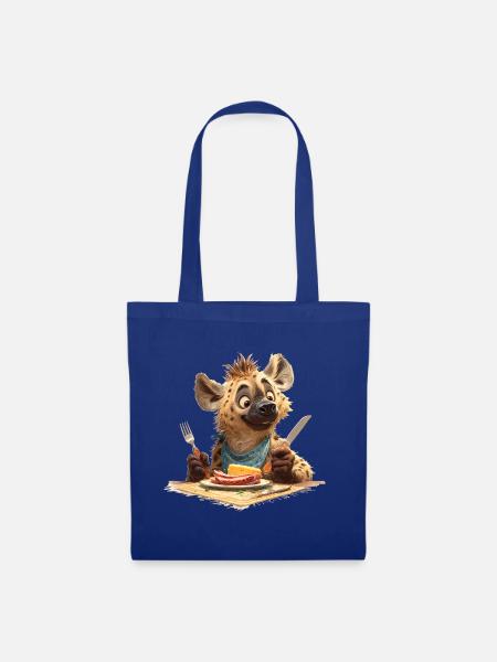 Hungrige Hyäne am Tisch - Stoffbeutel - Royalblau