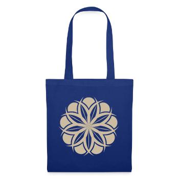 Mandala Blütenstern Ethno Beige - Stoffbeutel - Royalblau - Vorne
