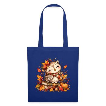 Kuschelige Herbst-Eule - Stoffbeutel - Royalblau - Vorne