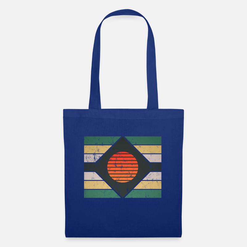 Grafisches Retro Motiv - Stoffbeutel - Royalblau