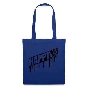 graffiti gouttes happy wife life femme gluecklic - Sac en tissu - bleu royal - Devant