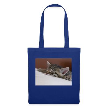 Chat mouton - minou endormi - Sac en tissu - bleu royal - Devant