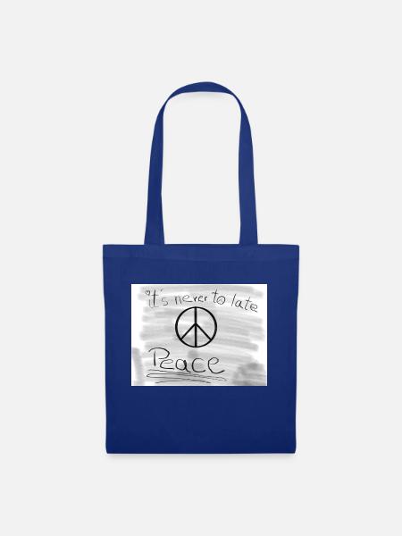 Its Never to Late for peace - Stoffbeutel - Royalblau