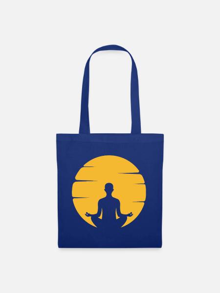 Meditative Silhouette mit Sonnenkreise - Stoffbeutel - Royalblau