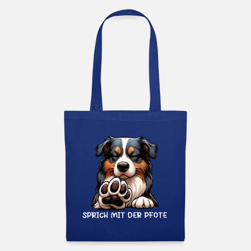 Sprich mit der Pfote Australian Shepherd Aussie  - Stoffbeutel - Royalblau