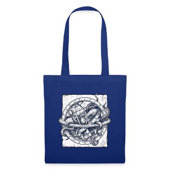 Nautischer Kraken Globus - Stoffbeutel - Royalblau - Vorne