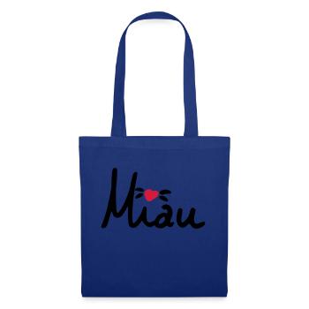 Miau sweet lettering with heart, cat, gift - Tote Bag - royal blue - Front