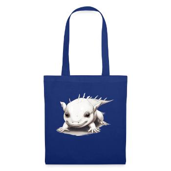 Tierkind Axolotl in der Farbe Weiß - Stoffbeutel - Royalblau - Vorne