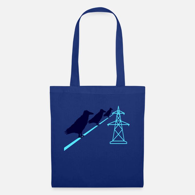 3 Raben sitzen Strom Kabel Seil Stromkabel Trasse - Stoffbeutel - Royalblau