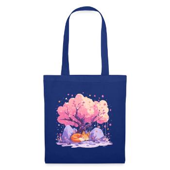 Renard endormi sous un cerisier - Sac en tissu - bleu royal - Devant