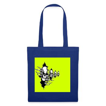 Collier squelette jaune fluo - Sac en tissu - bleu royal - Devant
