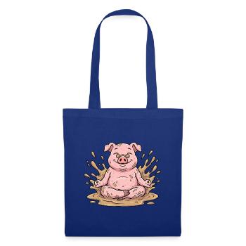 Meditation Schweinchen Yoga - Stoffbeutel - Royalblau - Vorne