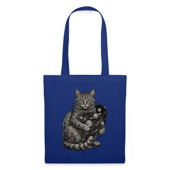 Kosmische Katze Kätzchen - Stoffbeutel - Royalblau - Vorne