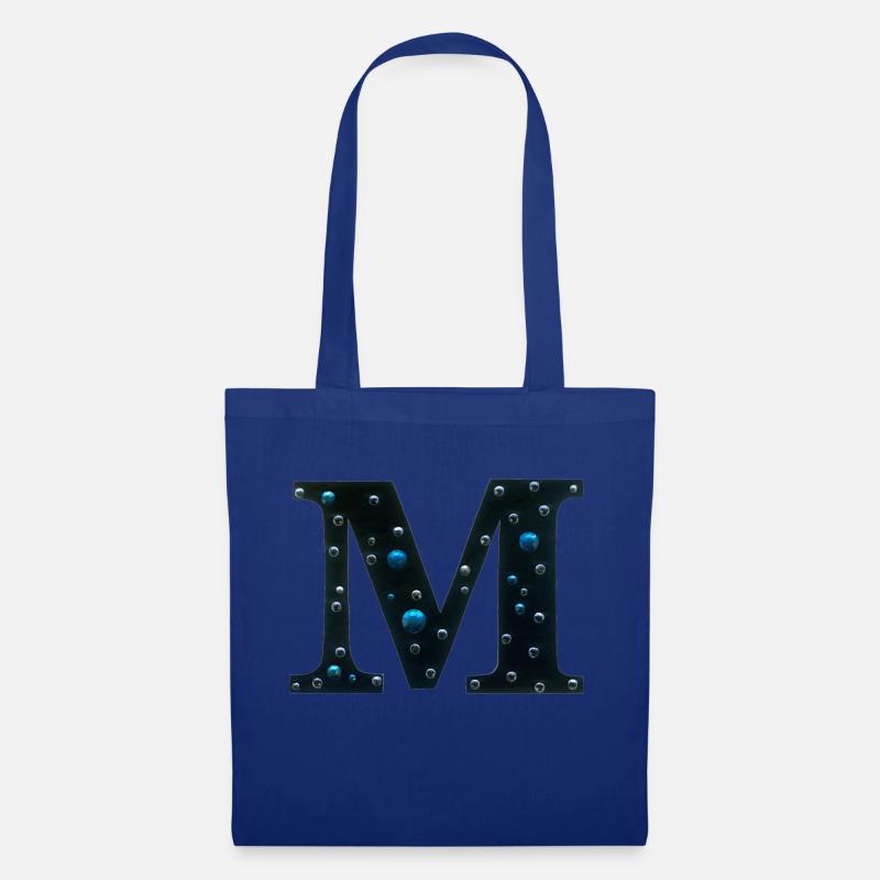 M-Monogramm mit Galaxie-Motiv - Stoffbeutel - Royalblau