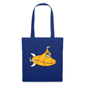 U-Boot Vogel Ente Kapitän Küken Süß Comic Cartoon - Stoffbeutel - Royalblau - Vorne