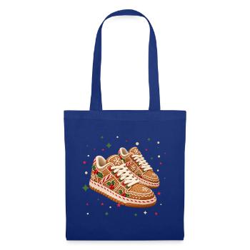 Lebkuchen-Sneaker zu Weihnachten  - Stoffbeutel - Royalblau - Vorne