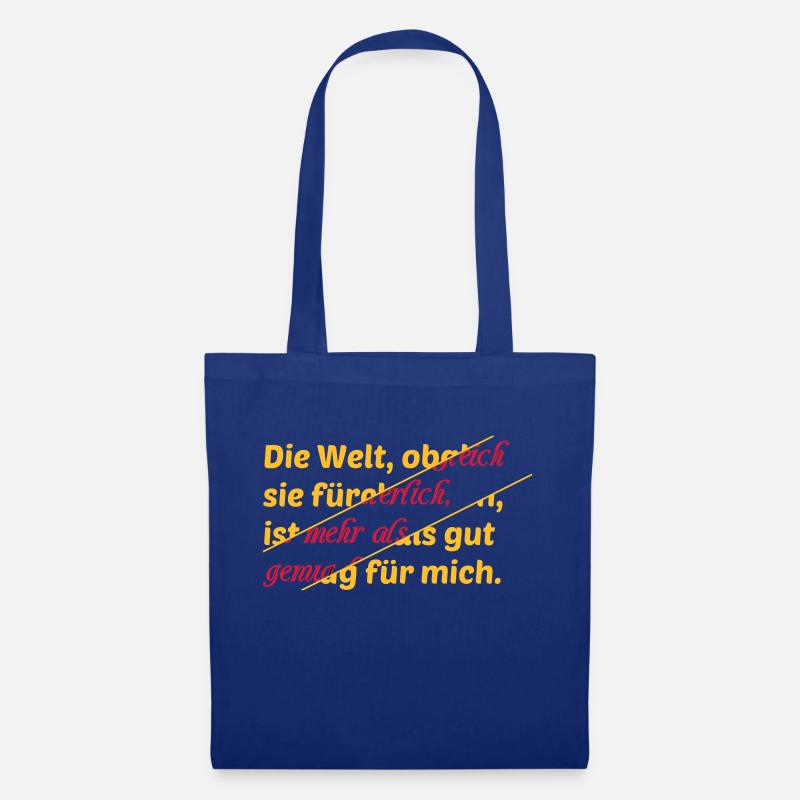 Welt Spruch Abstrakt Schrift farbig Geschenkidee - Stoffbeutel - Royalblau
