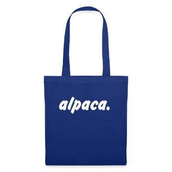 Inscription « alpaca ». blanc - Sac en tissu - bleu royal - Devant