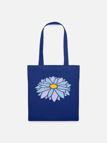 Bunte Hübsche Blume Design - Stoffbeutel - Royalblau