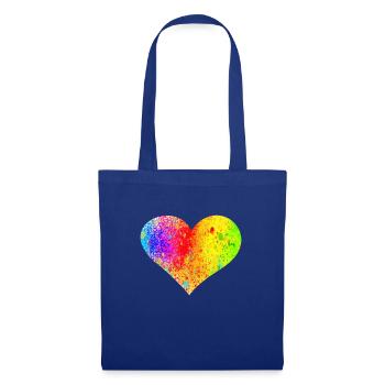 Regenbogen Herz - Stoffbeutel - Royalblau - Vorne