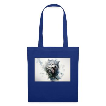 Bozkurt - grauer Wolf abstrakt - Stoffbeutel - Royalblau - Vorne