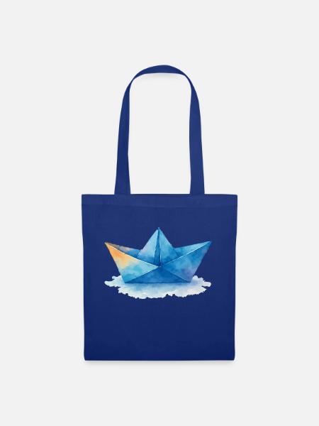 papierboot aquarell - Stoffbeutel - Royalblau