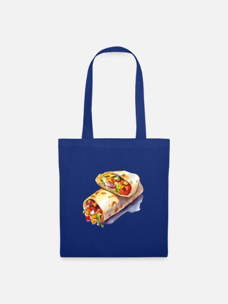 Bunter Gemüse-Wrap Illustration - Stoffbeutel - Royalblau