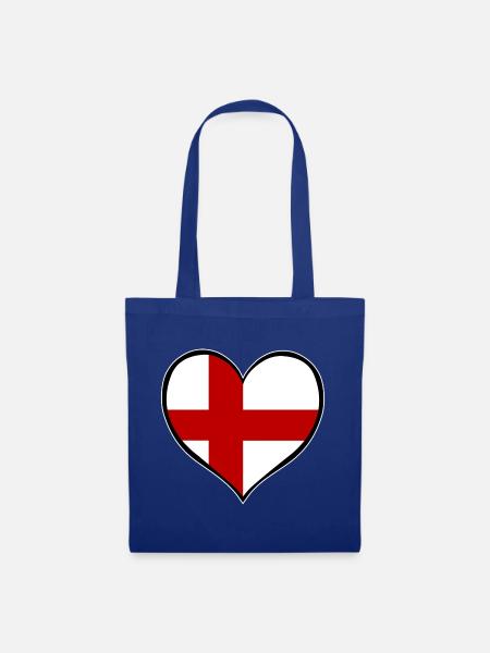England Herzflagge - Stoffbeutel - Royalblau