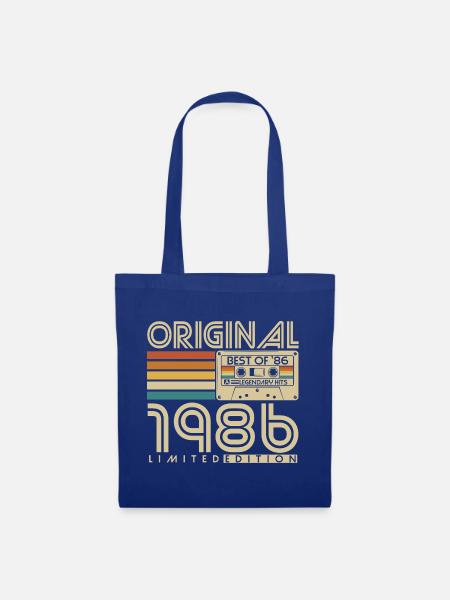 Original 1986 Jahrgang Vintage Geburtstag Retro - Stoffbeutel - Royalblau