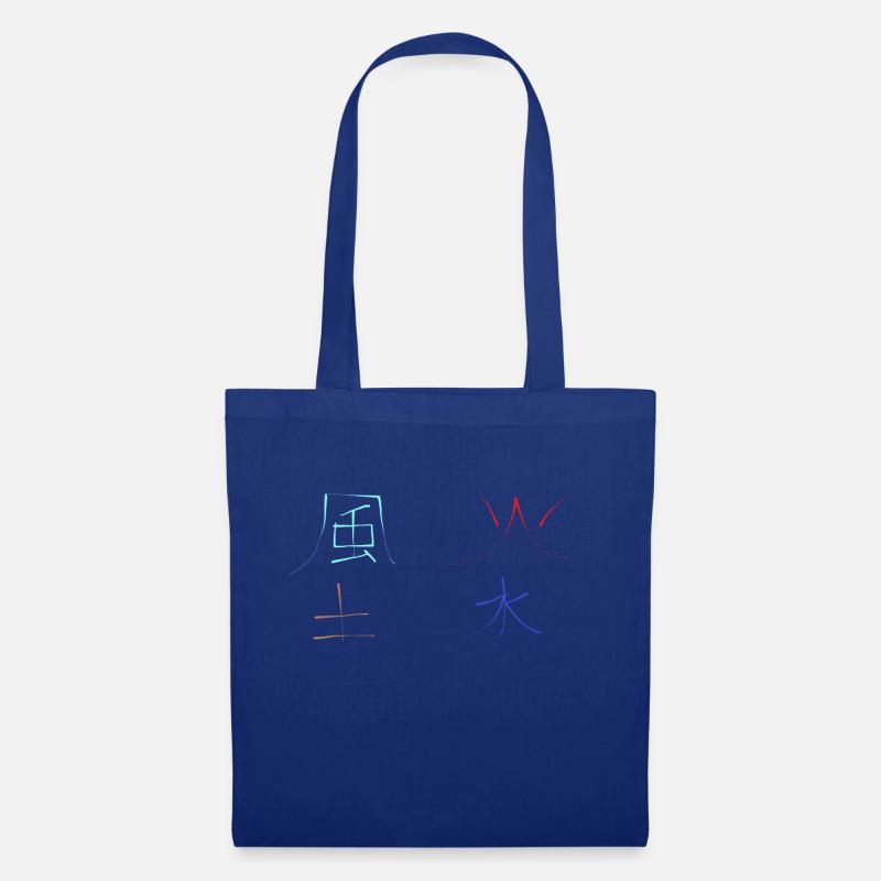 die 4 Elemente auf Japanisch - Stoffbeutel - Royalblau