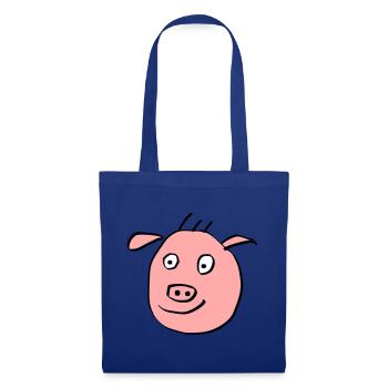 Nettes Schweine Gesicht - Stoffbeutel - Royalblau - Vorne