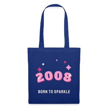 2008 Born to Sparkle Jahrgang 18. Geburtstag - Stoffbeutel - Royalblau - Vorne