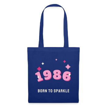 1986 Born to Sparkle Jahrgang 40. Geburtstag - Stoffbeutel - Royalblau - Vorne