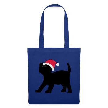 Chaton dans un chapeau de Noël. - Sac en tissu - bleu royal - Devant