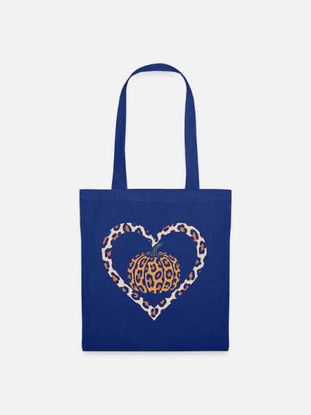 Leopard-Print Kürbis Herz Design - Stoffbeutel - Royalblau