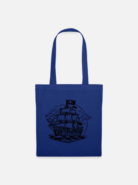 Piratenschiff - Stoffbeutel - Royalblau