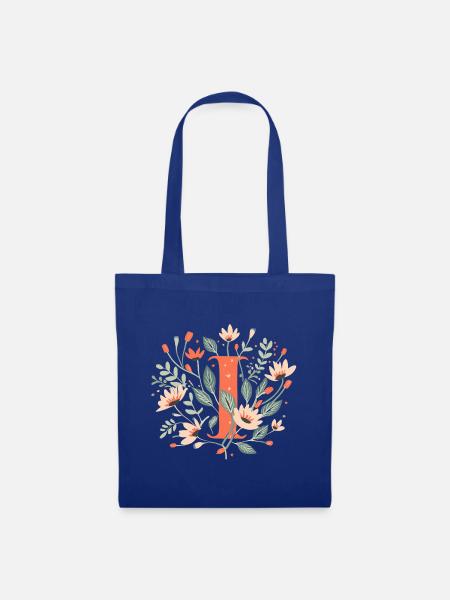 I typography floral - Stoffbeutel - Royalblau