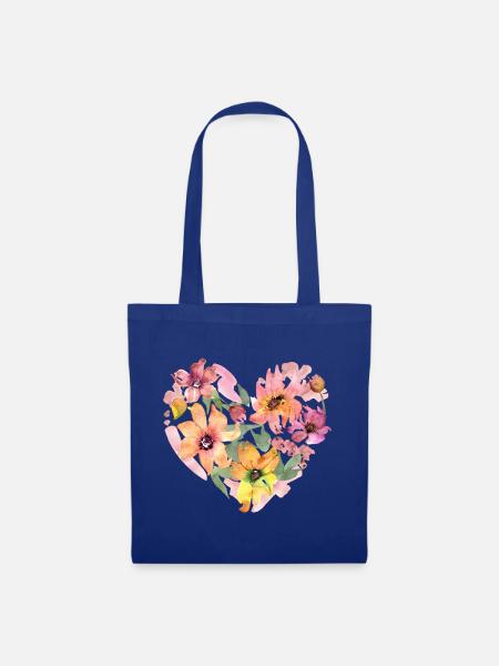 Floral Heart - Stoffbeutel - Royalblau