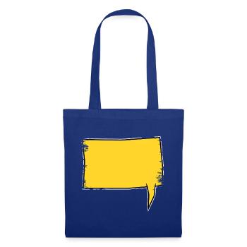 Eckige Sprechblase rechts in Gelb used look - Stoffbeutel - Royalblau - Vorne