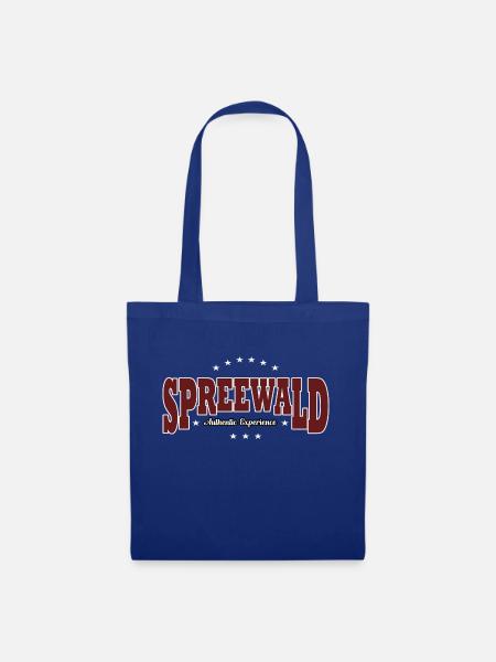 Spreewald Authentic Schriftzug rot - Stoffbeutel - Royalblau