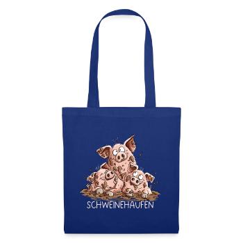 Schweinehaufen Schweine Matsch Bauernhof Humor - Stoffbeutel - Royalblau - Vorne