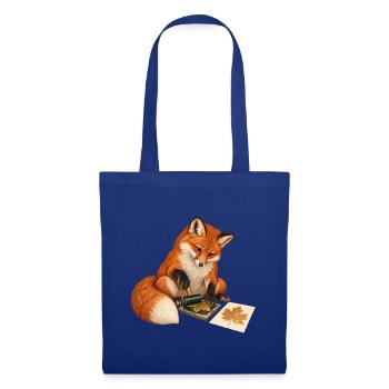 Fuchs druckt botanische Blätter - Stoffbeutel - Royalblau - Vorne