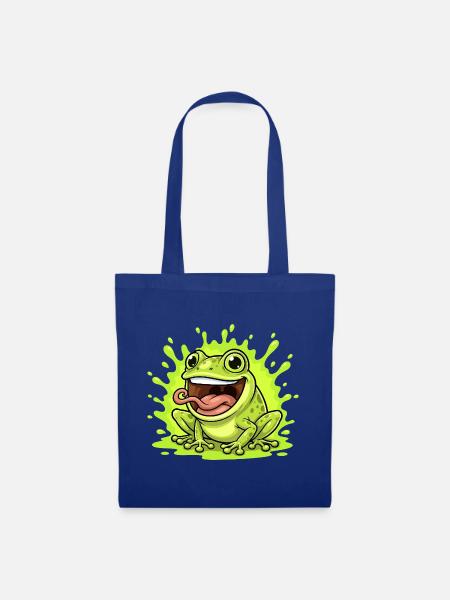 Lime Frosch Splash Cartoon - Stoffbeutel - Royalblau