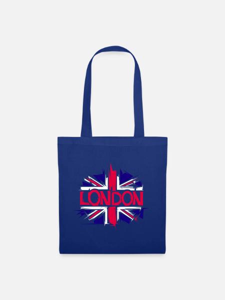 London Illustration England Großbritanien Grafik - Stoffbeutel - Royalblau